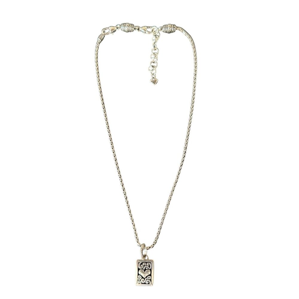 Brighton Silver Necklace Rectangular Pendant Hear… - image 7